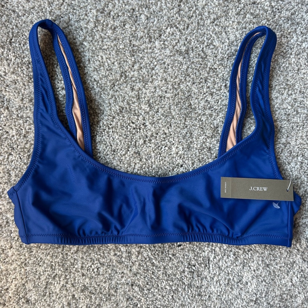 J. Crew Women's‎ Blue Heritage Scoopneck Bikini Top Size M NWT
